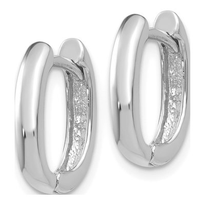 14K White Gold Oval Huggie Hoop Earrings – view 3