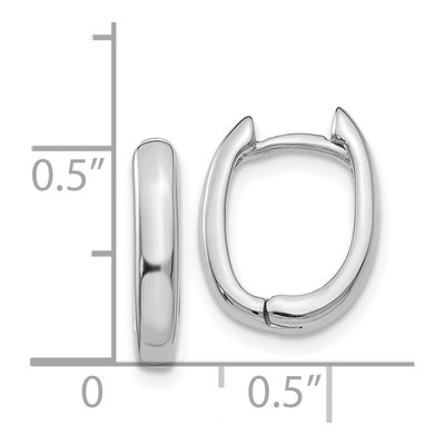 14K White Gold Oval Huggie Hoop Earrings – view 5