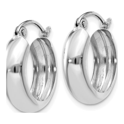 14K White Gold 15mm Round Hoop Earrings – view 3