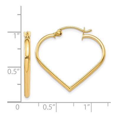 14K Yellow Gold 23mm Heart Hoop Earrings – view 5