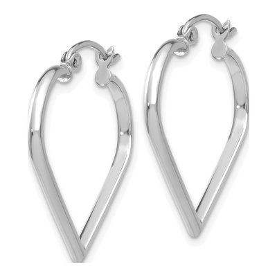 14K White Gold 23mm Heart Hoop Earrings – view 3