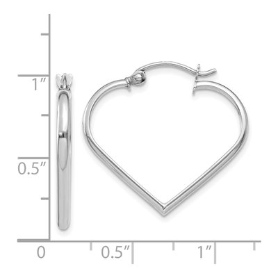 14K White Gold 23mm Heart Hoop Earrings – view 5