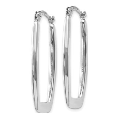 14K White Gold Rectangle Tube Hoop Earrings – view 3