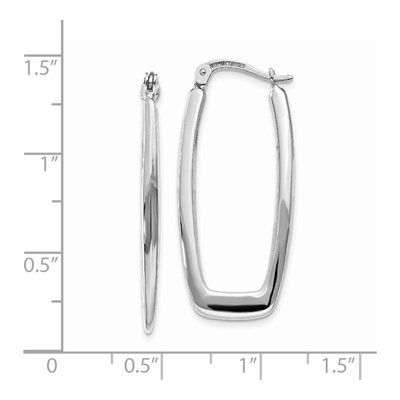 14K White Gold Rectangle Tube Hoop Earrings – view 5