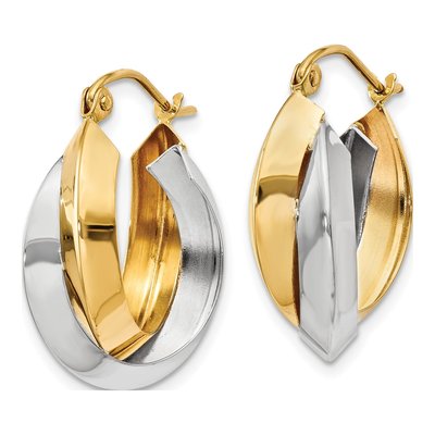 14K Two-Tone Gold 18mm Double Hoop Earrings – view 3