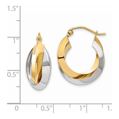 14K Two-Tone Gold 18mm Double Hoop Earrings – view 5