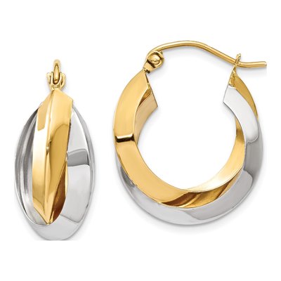 14K Two-Tone Gold 18mm Double Hoop Earrings
