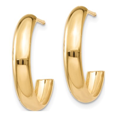 14K Yellow Gold 17mm J- Hoop Earrings – view 3