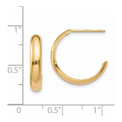 14K Yellow Gold 17mm J- Hoop Earrings – view 5
