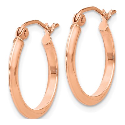 14K Rose Gold 12mm Knife-Edge Tube Hoop Earrings – view 3