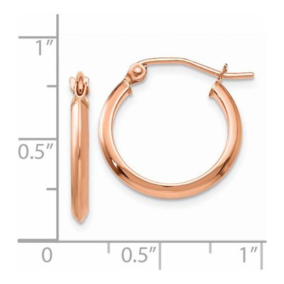 14K Rose Gold 12mm Knife-Edge Tube Hoop Earrings – view 5