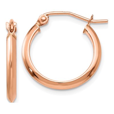 14K Rose Gold 12mm Knife-Edge Tube Hoop Earrings