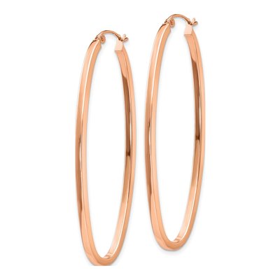 14K Rose Gold 53mm Square-Tube Oval Hoop Earrings – view 3