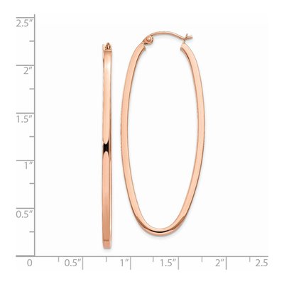 14K Rose Gold 53mm Square-Tube Oval Hoop Earrings – view 5