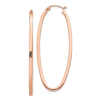 14K Rose Gold 53mm Square-Tube Oval Hoop Earrings