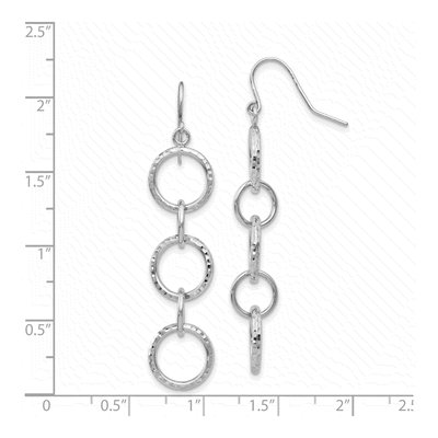 14K White Gold Diamond-Cut Circles Dangle Earrings – view 5