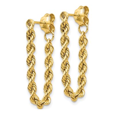 14K Yellow Gold Rope Dangle Earrings – view 3