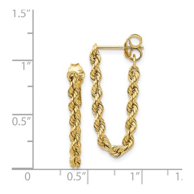 14K Yellow Gold Rope Dangle Earrings – view 5