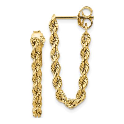 14K Yellow Gold Rope Dangle Earrings