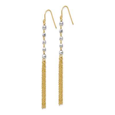 14K Two-Tone Gold Faceted Tassel Dangle Earrings – view 3
