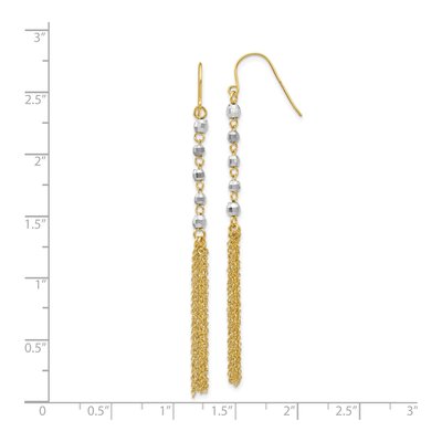 14K Two-Tone Gold Faceted Tassel Dangle Earrings – view 5