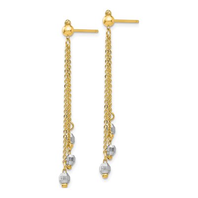 14K Two-Tone Gold Faceted Dangle Earrings – view 3