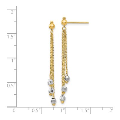 14K Two-Tone Gold Faceted Dangle Earrings – view 5