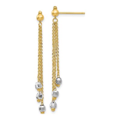 14K Two-Tone Gold Faceted Dangle Earrings