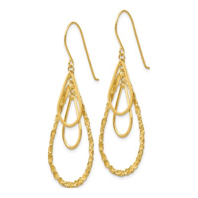 14K Yellow Gold Teardrop Dangle Earrings – view 3