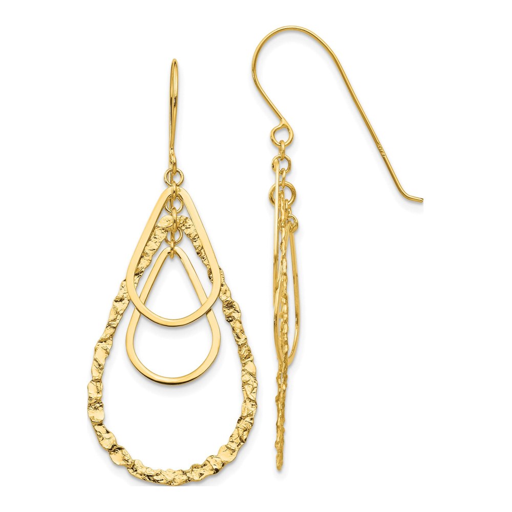 14K Yellow Gold Teardrop Dangle Earrings