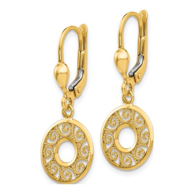 14K Yellow Gold Filigree Circle Leverback Earrings – view 3