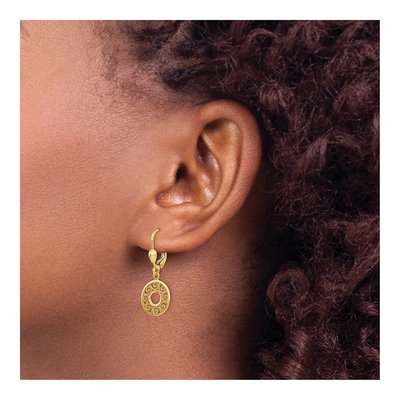 14K Yellow Gold Filigree Circle Leverback Earrings – view 4