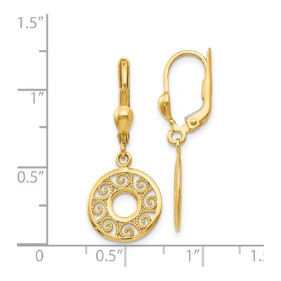 14K Yellow Gold Filigree Circle Leverback Earrings – view 5