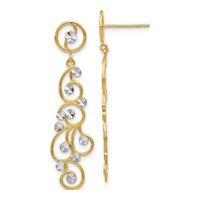 14K Yellow Gold Filigree Dangle Earrings