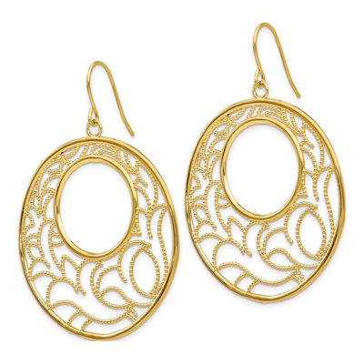 14K Yellow Gold Floral French Hook Dangle Earrings – view 3