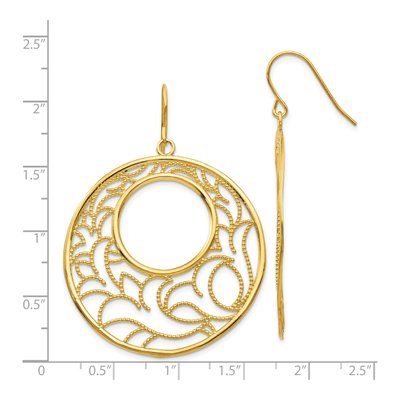 14K Yellow Gold Floral French Hook Dangle Earrings – view 5