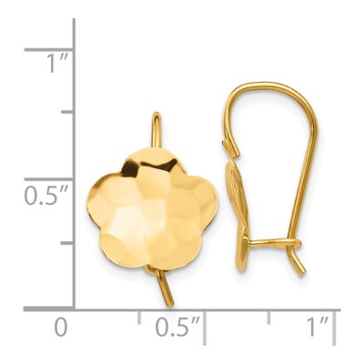14K Yellow Gold Hammered Flower Disc Dangle Earrings – view 5