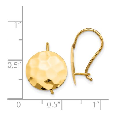 14K Yellow Gold Hammered Circle Disc Dangle Earrings – view 5