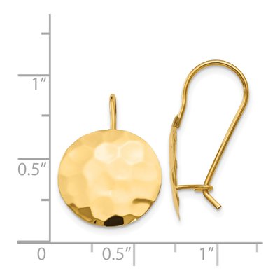 14K Yellow Gold Hammered Disc Dangle Earrings – view 5