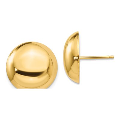 14K Yellow Gold Button Stud Earrings