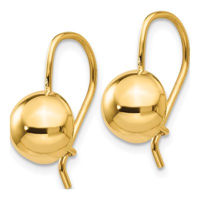 14K Yellow Gold Hollow Half Ball Kidney Wire Dangle Earrings – view 3