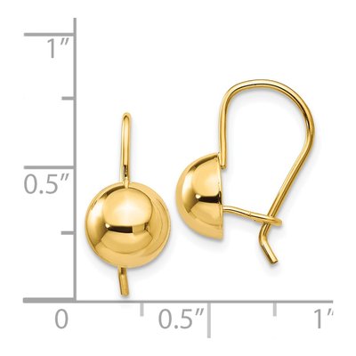 14K Yellow Gold Hollow Half Ball Kidney Wire Dangle Earrings – view 5
