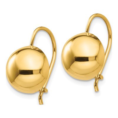 14K Yellow Gold Hollow Half Ball Dangle Earrings – view 3