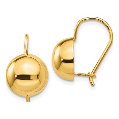 14K Yellow Gold Hollow Half Ball Dangle Earrings