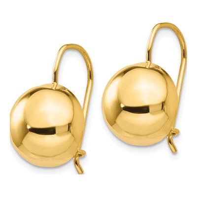 14K Yellow Gold Hollow Half Ball Kidney Wire Dangle Earrings – view 3