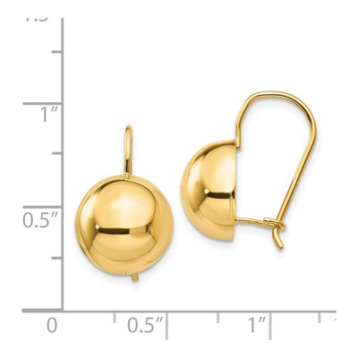 14K Yellow Gold Hollow Half Ball Kidney Wire Dangle Earrings – view 5