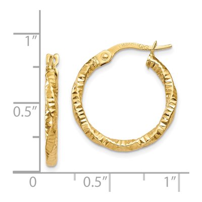 14K Yellow Gold 19mm Textured Hoop Earrings – view 4