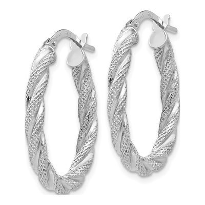 14K White Gold Twisted Hoop Earrings – view 3