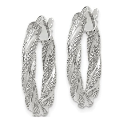 14K White Gold 20mm Twisted Hoop Earrings – view 3