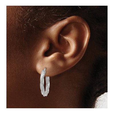 14K White Gold 20mm Twisted Hoop Earrings – view 4